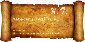 Matecsny Teónia névjegykártya